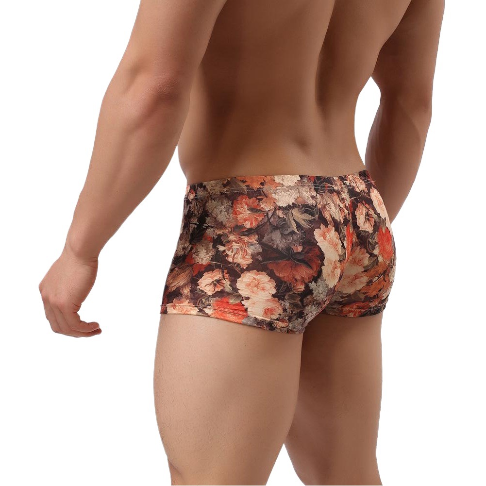 Foreign trade cross-border spot men's sexy underwear breathable silky retro court printed boxer underwear wholesale B121