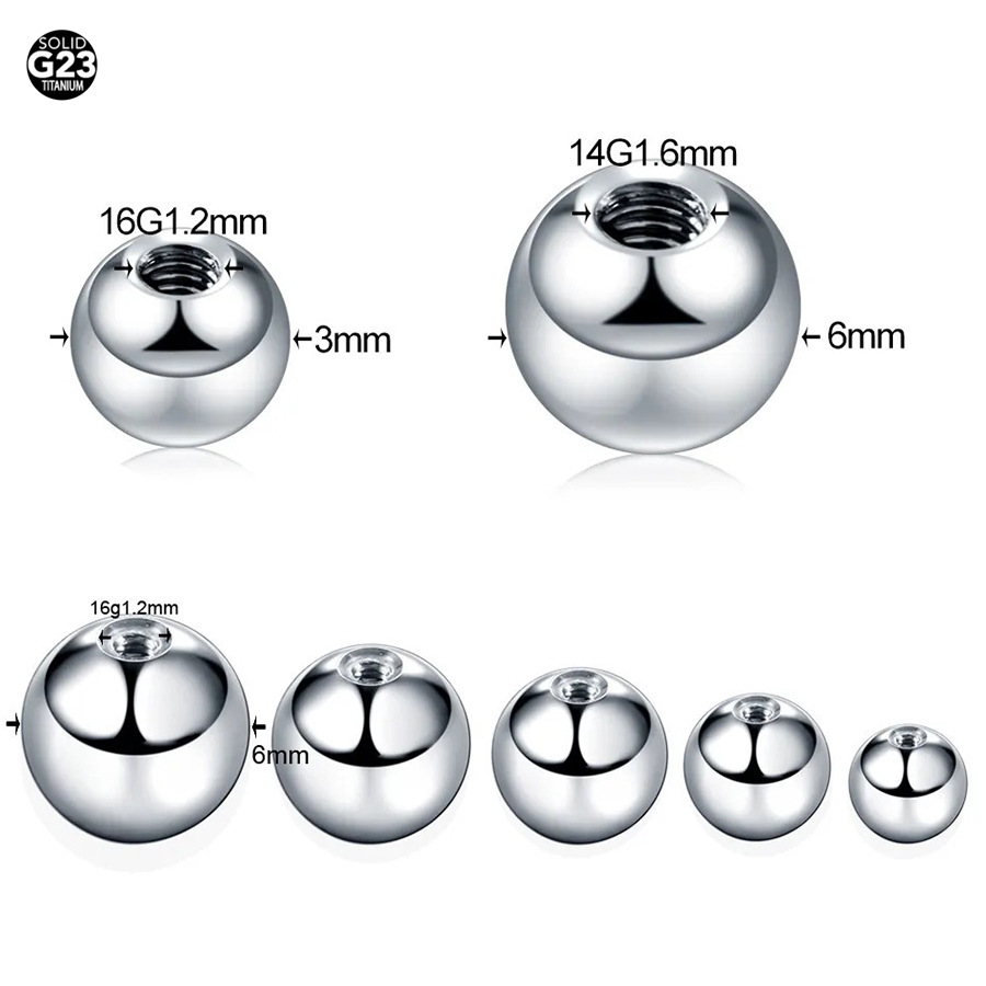 G23 Titanium Alloy Inner Teeth Ball 3-8mm Titanium Ball 1.2-1.6 Fit Outer Teeth Rod Lip Nail Rod Earring Rod Nose Ring Head