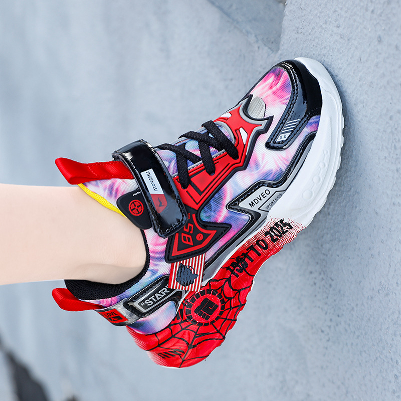 Branded Boys' Waterproof Leather Fashion Sneakers, Colorful Soft-Soled Running Shoes for Middle-Aged and Older Students, Source Manufacturer Wholesale