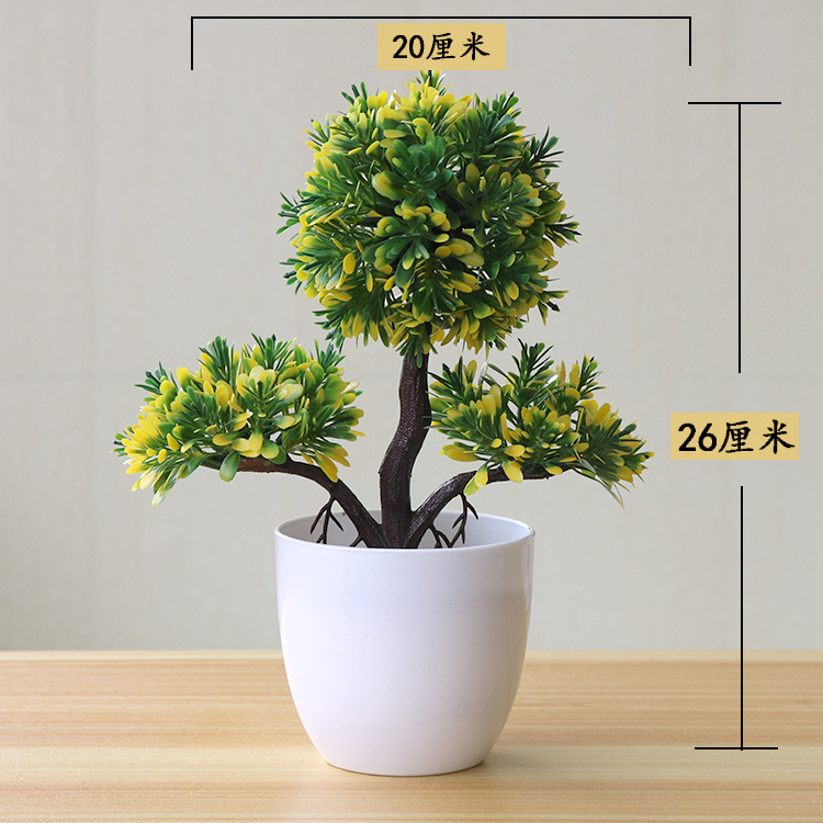Picture of Sakura Snowball Simulated Plant Potted Grass Ball Bonsai Small Tree Home Decoration Flower Ornament Creative Mini Small Round Ball