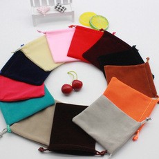 Jewelry Velvet Bag, Knitted Bottom Drawstring Cloth Bag, Drawstring Earphone Storage Bag, Jewelry Gift Bag, Flocking Cloth Bag