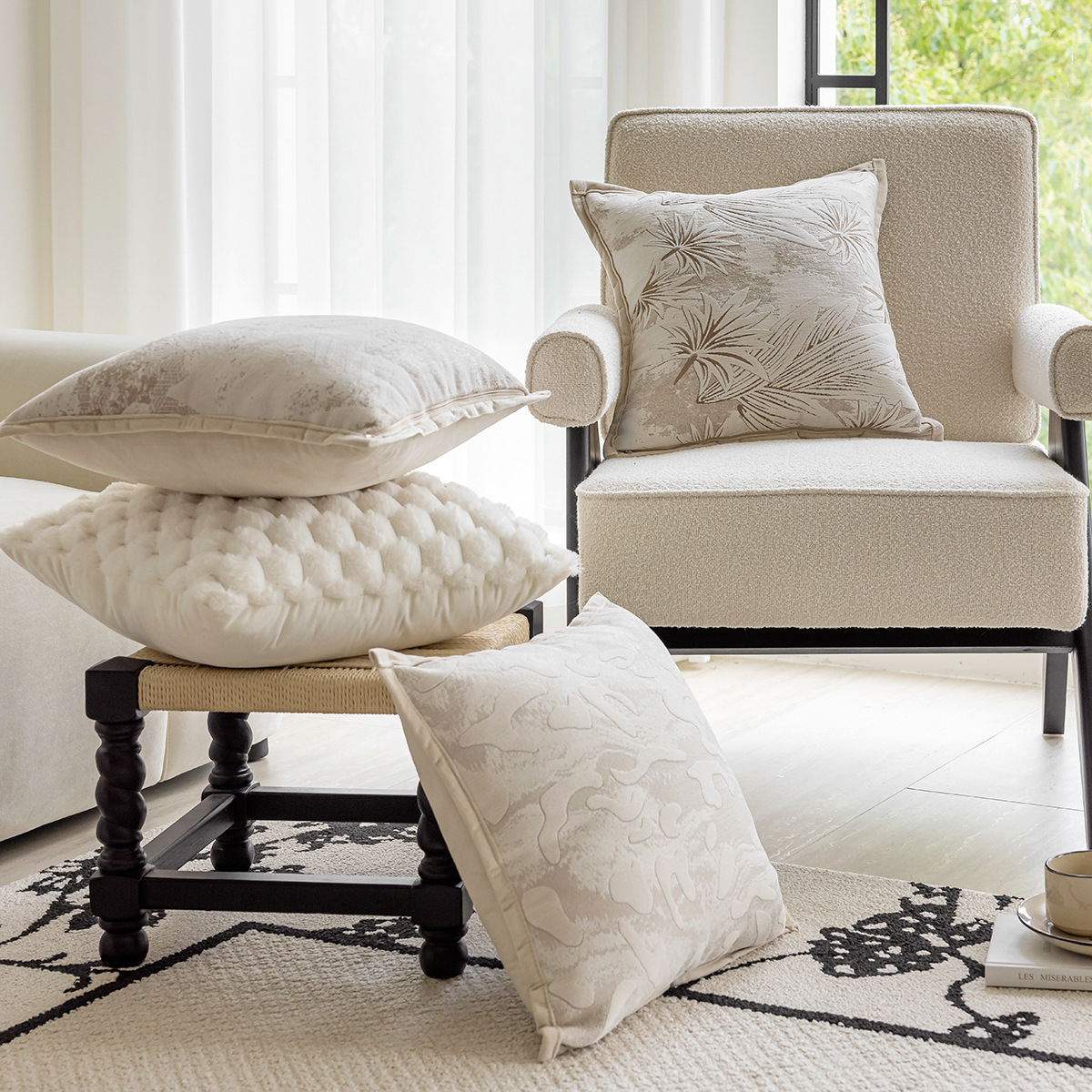 Cream Style Plush Sofa Pillowcase Ins Style Nordic Style Living Room Decorative Pillow Bedside Cushion Bed Back Pillow