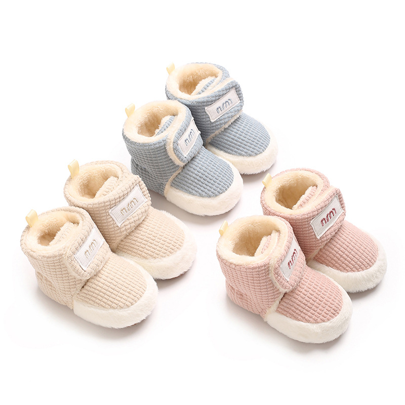 01-1 year old anti-drop baby cotton shoes and socks baby boys and girls do not drop shoes fleece-lined warm soft bottom shoes winter