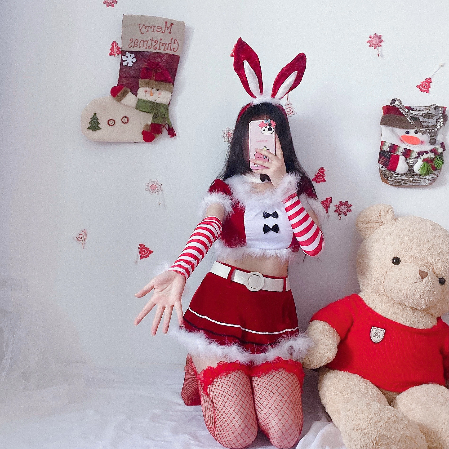 Christmas Costume Female Two-Color Christmas Underwear Set Cute and Playful Bunny Girl Cosplay Halloween Costume