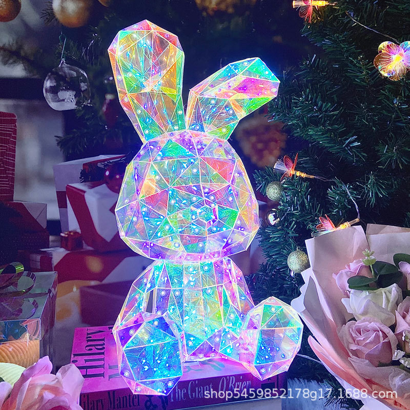 Picture of Cross-Border E-Commerce Specializes in Creative Gifts for Girls on Valentine's Day, Children's Day, and Birthdays, Internet-Famous Colorful Glowing Rabbit Gift Boxes