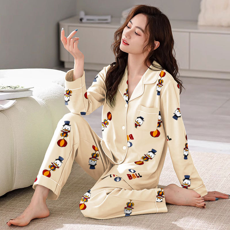 Picture of Japanese Pajamas Women's Spring and Autumn Long Sleeve Cardigan Cute Printed Radish Student Home Clothes suit Cross-border Southeast Asia