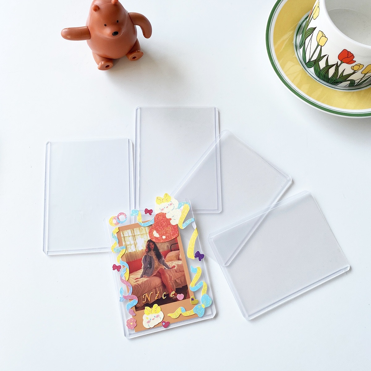 Picture of Film-coated Hard Card Case Small Card Goo Card Transparent Album Aidou Postcard Polaroid Photo Card Film Card Holder Protective Case