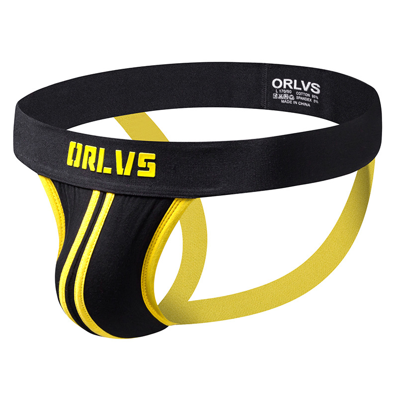 Picture of ORLVS Trendy Brand Foreign Trade New Men's Underwear Sexy Thongs Low Waist Sexy Double Belt Rear Empty gayOR166