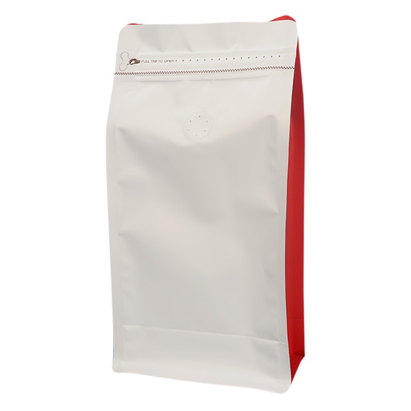 Universal color eight-side seal self-supporting coffee bean packaging bag one-way exhaust valve aluminum foil coffee bag in stock wholesale