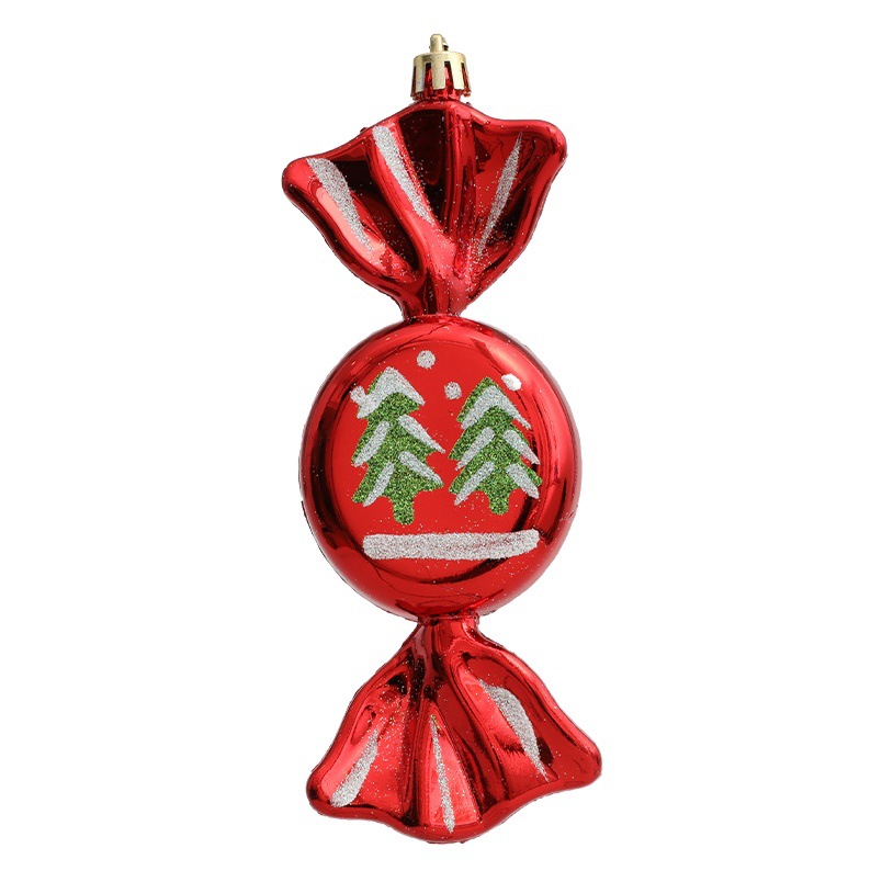 Christmas Large Flat Candy Decorative Pendant Christmas Tree Hanging Ornaments Electroplated Plastic Painting Ball Candy Hanging Ornament Props