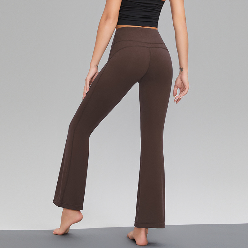 Picture of Lycra High-elastic Naked Shark Pants Hip-lifting High Waist Slimming Wide Leg Sports Fitness Flared Pants Women's Outer Wear Yoga Pants