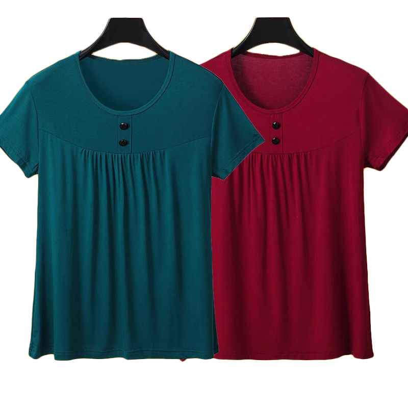 Solid Color Plus Size Women's Loose-Fitting Slimming Short-Sleeve Top, New Summer Casual T-Shirt for Plus-Size Women