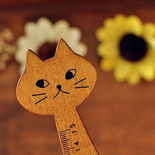 Picture of Creative Cute Cat Wooden Ruler Drawing Drawing Scale Student Stationery K-Style Wooden Handbook Ruler