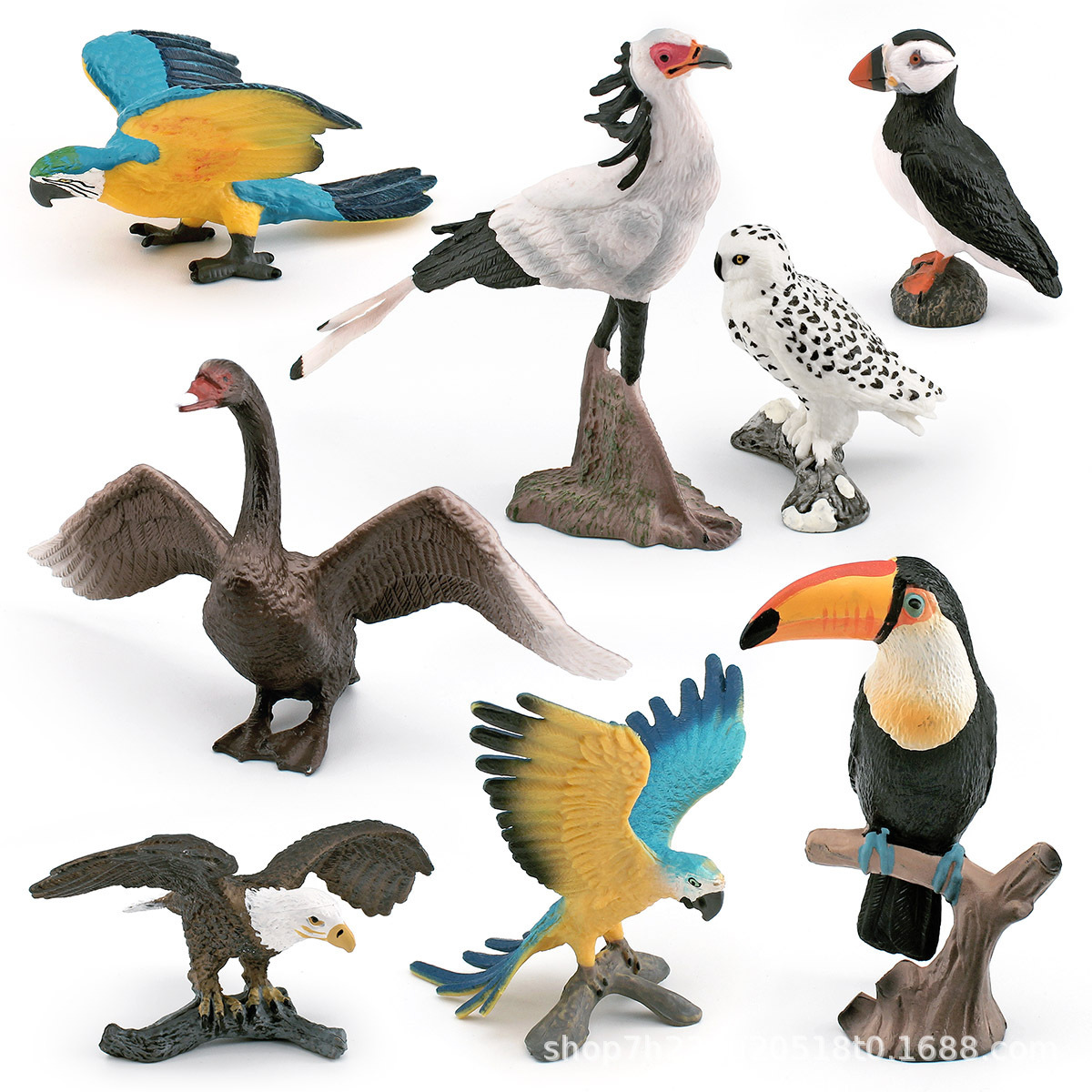 Cross-border simulation toucan snowy owl bald eagle macaw gray swan seagull snake vulture bird model ornaments