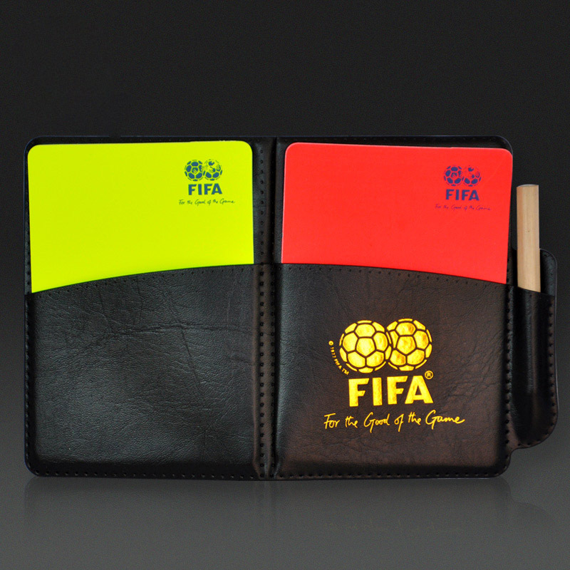 Football referee red and yellow card folding with pen with paper with leather jacket coach red card yellow card football training equipment