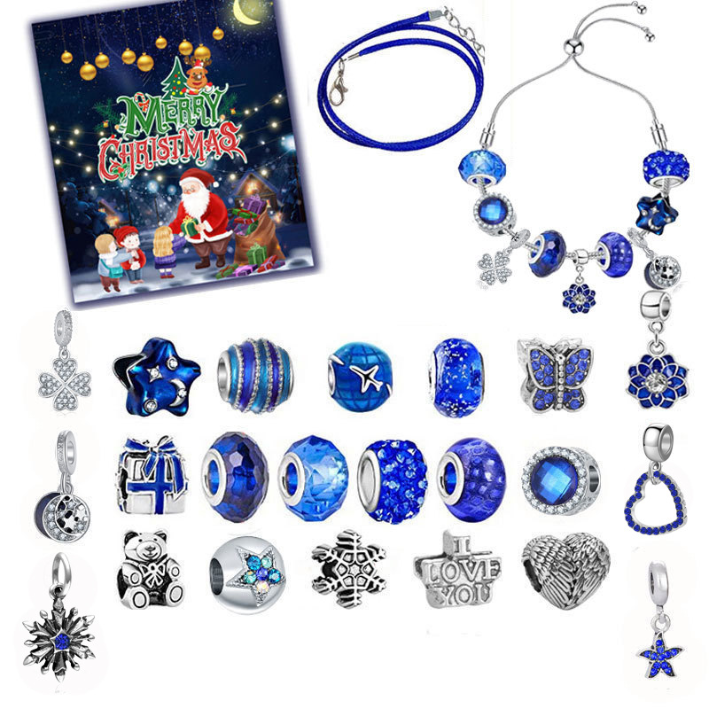 Picture of Maida Blue Christmas Countdown Calendar Gift Box suit DIY Beaded Bracelet Dream Star Bracelet Gift