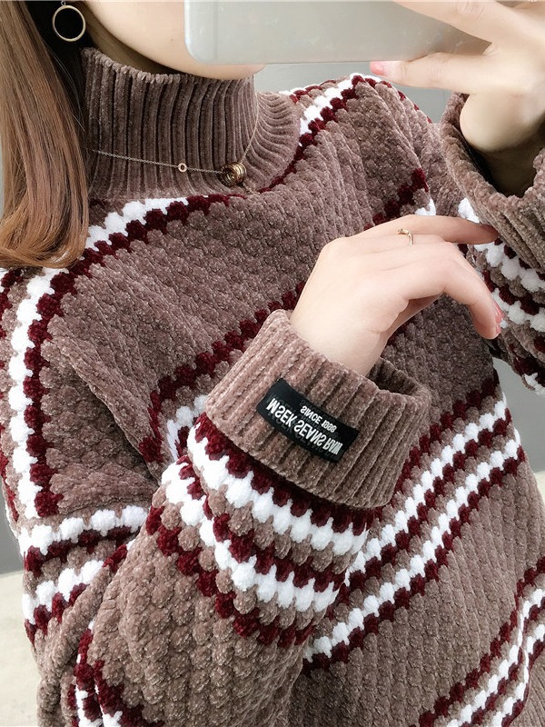 Picture of This year's popular turtleneck women's sweater 2024 autumn and winter New popular loose outer wear lazy style thick bottoming shirt