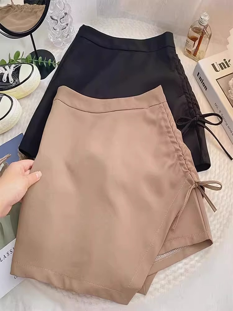 Skirt for Women Spring 2025 New High-Waist Slim A-Line Skirt Design Pleated Drawstring One-Step Hip-Hugging Skirt
