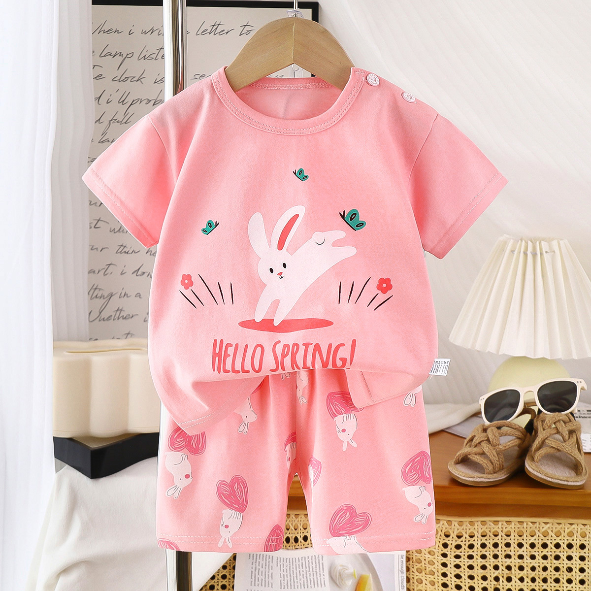 Picture of Children's Short-Sleeved Suit Pure Cotton Summer New Baby Boy Summer T-Shirt Girl Clothing Thin Kidsren's Clothing Carefully Selected