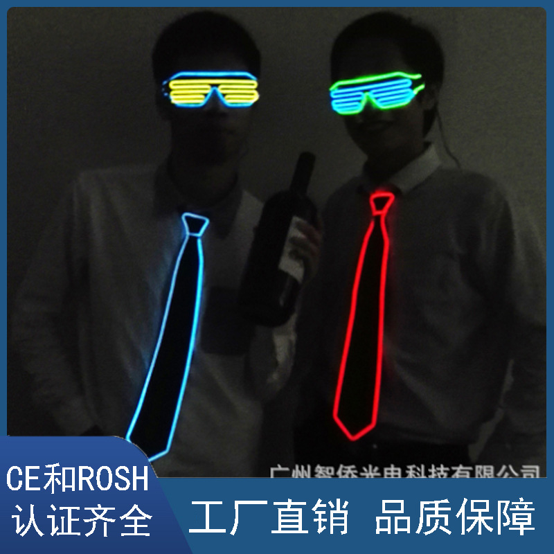 Picture of El Cold Light Luminous Tie Halloween Christmas Decoration Tie Glitter Tie Cold Light Tie Luminous Props