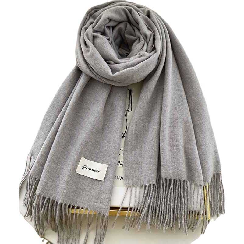 Gerunsi Autumn and Winter Gesunsi Cashmere Scarf Texture Pure Color Warm Shawl Versatile Thickeneded Couple Scarf