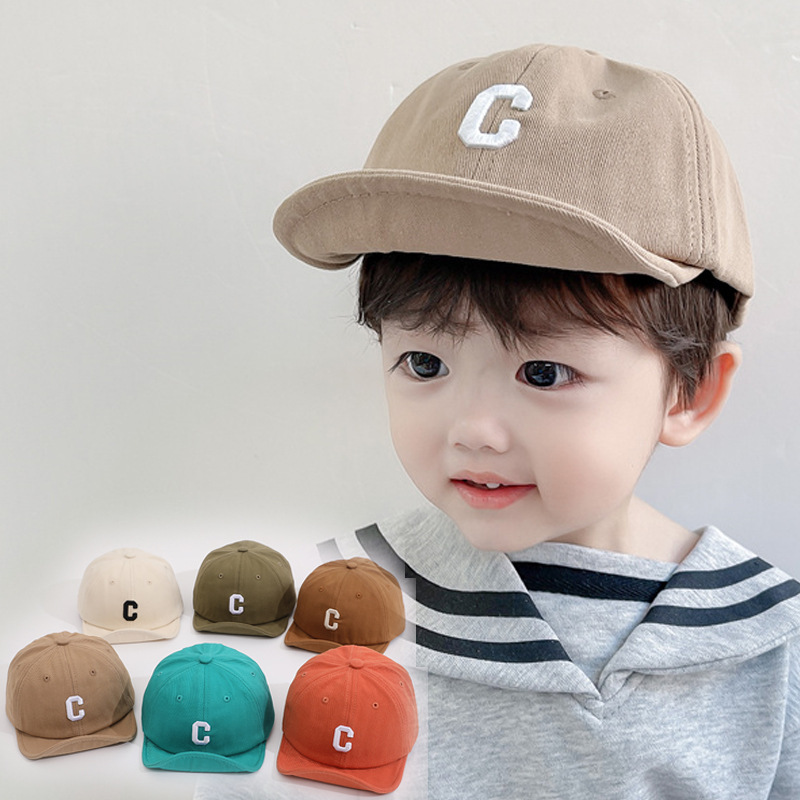 Baby's Hat Spring and Autumn Soft Brim Korean-style C- letter Embroidered Western-style Cap Baby Baby Instagram Baseball Cap Trendy