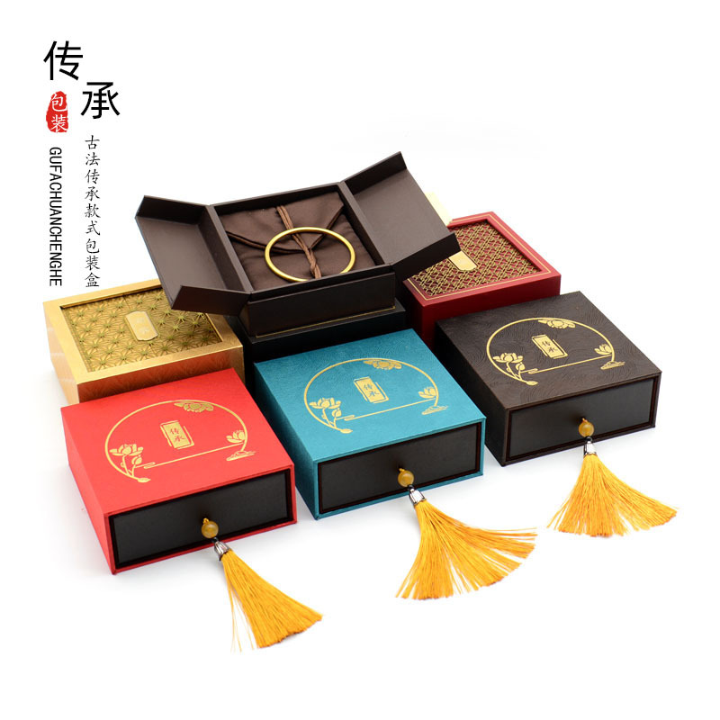 Inheritance Pull-Out Jewelry Packaging Box Bracelet Bracelet Pendant Bracelet Jewelry Buddhist Beads Cultural Toys Retro Gift Storage Box
