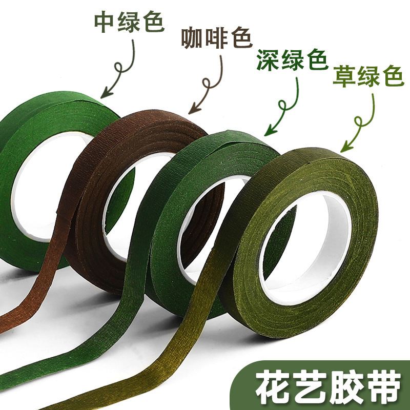 Factory Wholesale Floral Tape 1.2cm Green Paper Tape Handmade DIY Floral Making Colorfulful Flower Stem Tape