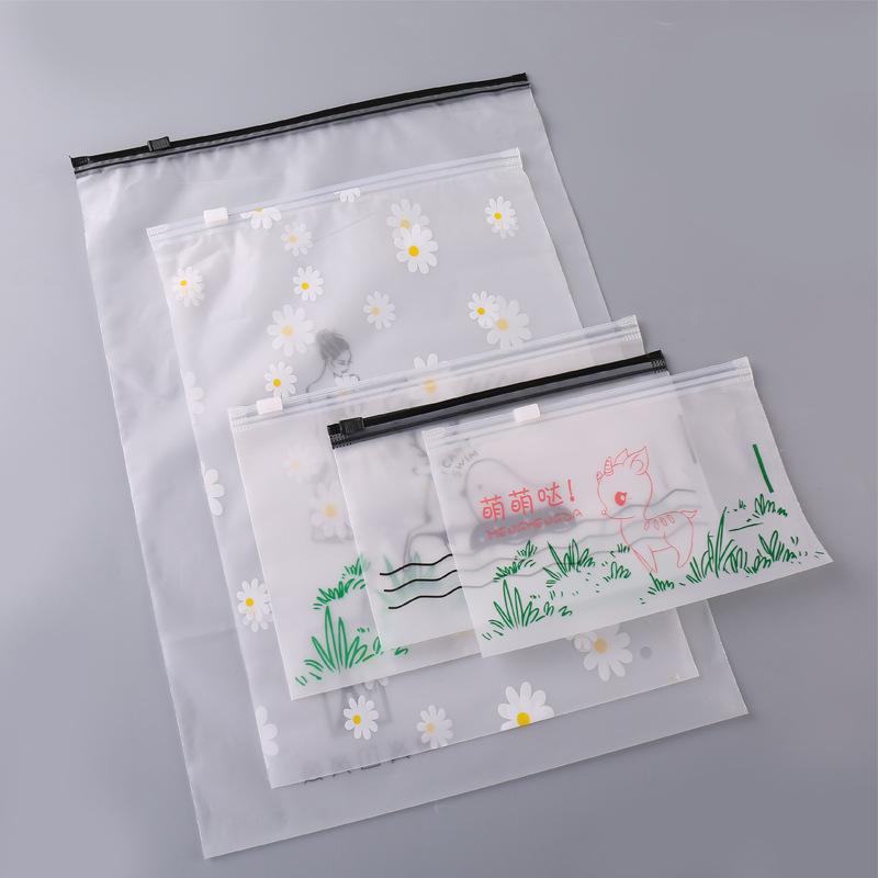 Customized Clothing Zipper Bag Transparent Frosted Pe New Material Jewelry Intimates Horizontal Version Dust-Proof Storage Bag Flat Mouth Packaging Bag