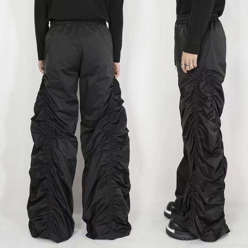 European and American Loose High Waist Casual Pants Women's Design Sense Niche Pleated Wide Leg Pleated Pants Men's All-match