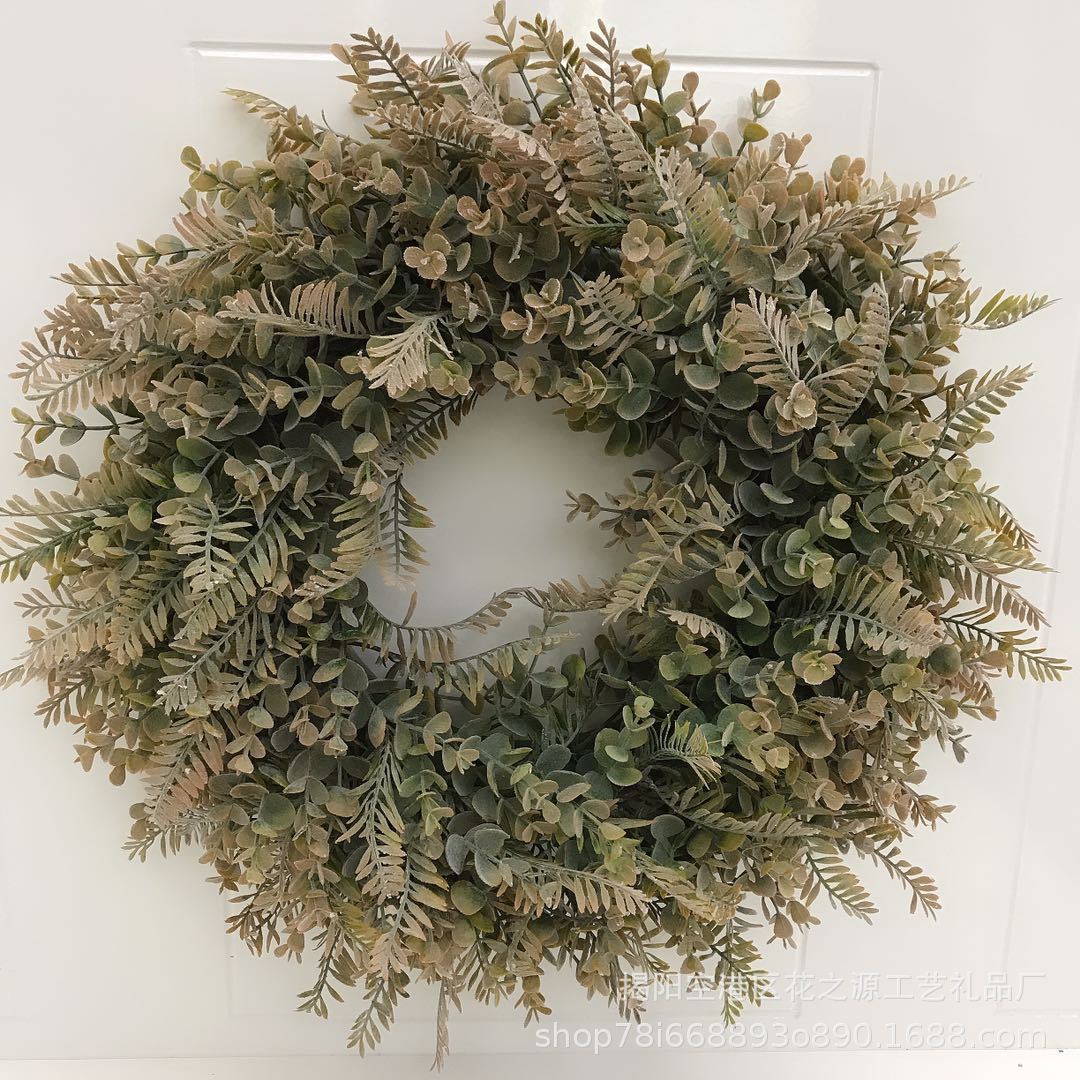 Artificial Garland grass ring door decoration pendant lavender flocking eucalyptus Persian grass Garland home wall decoration