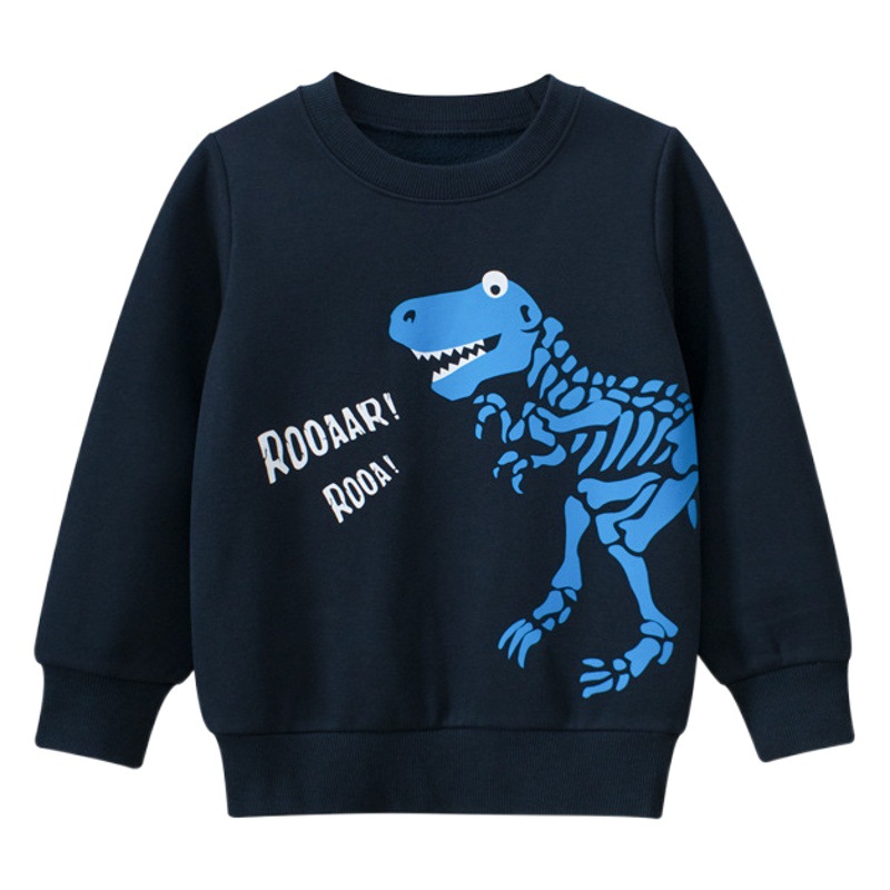 Picture of 27kids Korean style children's clothing autumn and winter New 2024 dinosaur cartoon children's sweater fleece-lined baby clothes wholesale