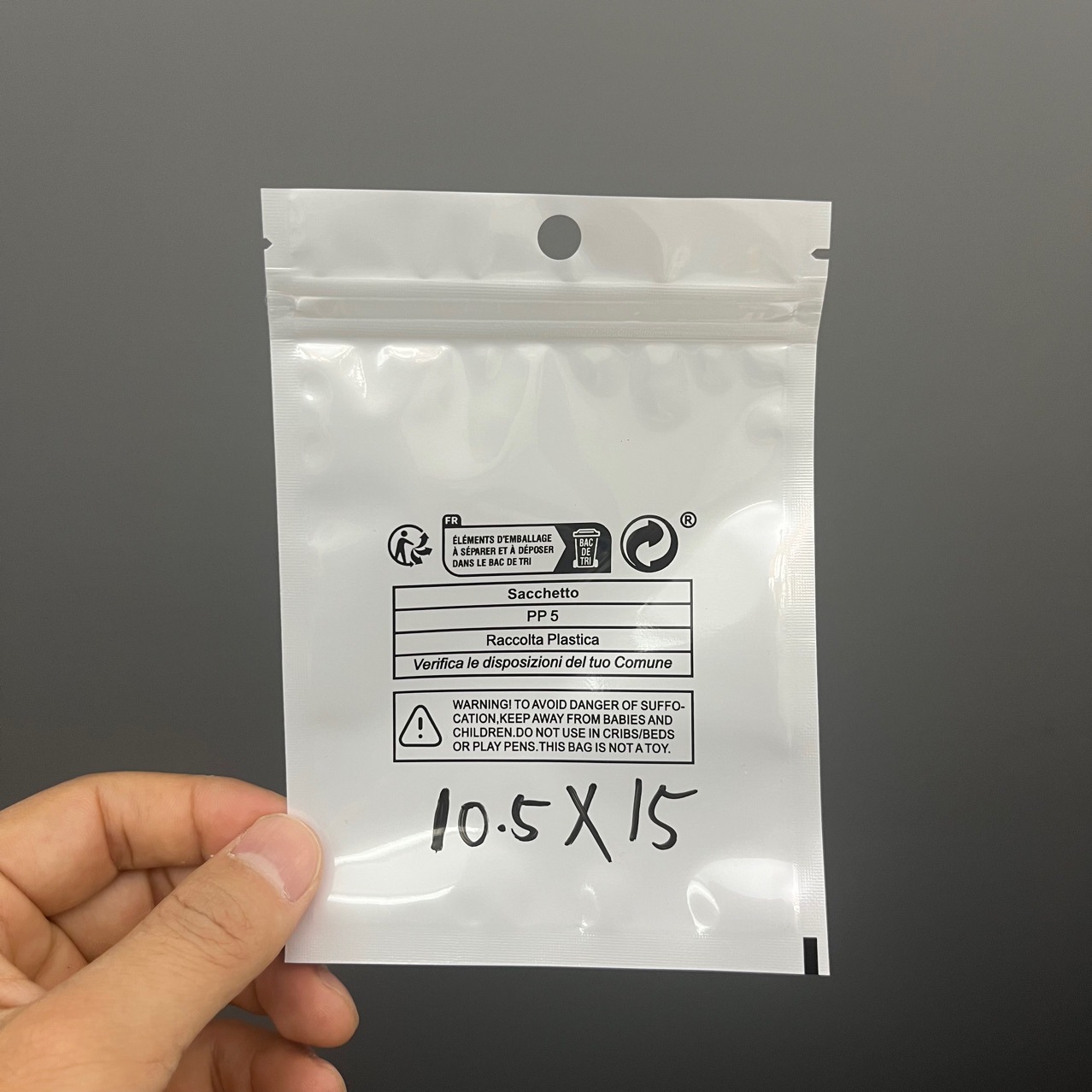 Temu New French Warning Language Environmental Protection Label Plus Anti-suffocation Label Plus shein Hitin pp5 Plastic Packaging Bone Bag