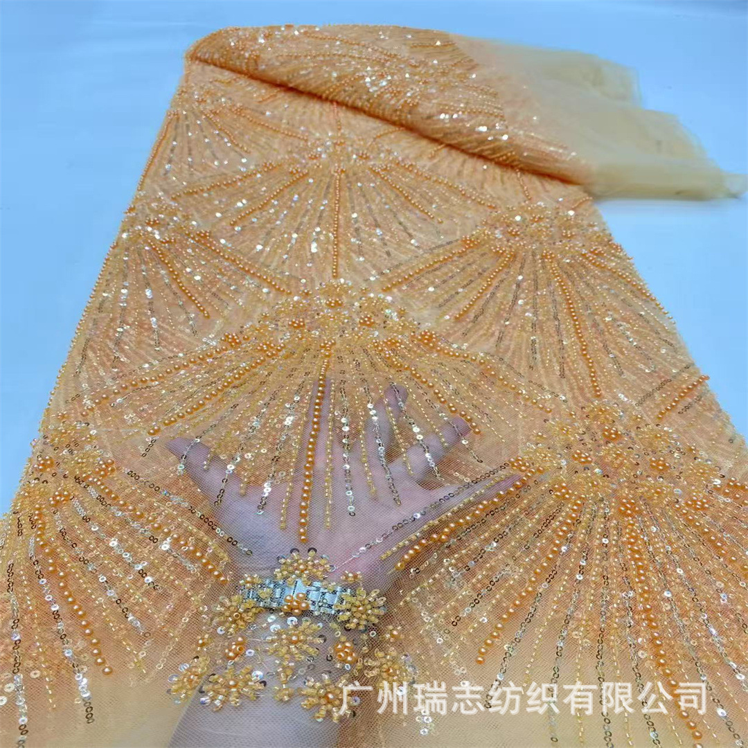 Star Spark Type Dyed Bubble Beads Sequin Mesh Embroidery Dress Dress Bead Tube Wedding Dress Embroidered Cloth Beads Lace
