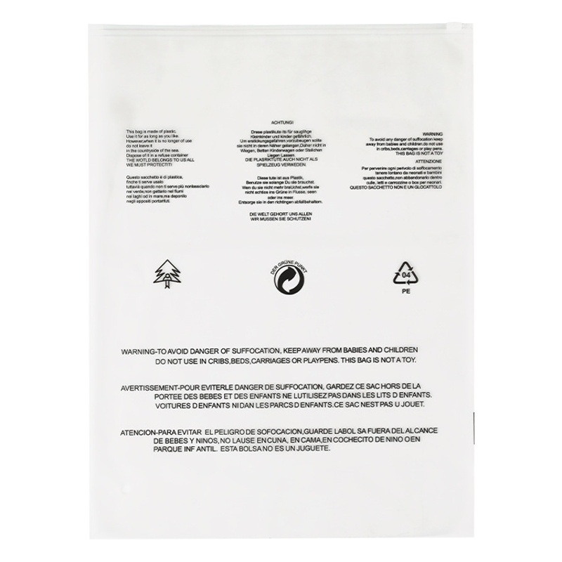 temu cross-border packaging bag PEVA clothing warning clothing bag clothes zipper bag socks warning sealed bag