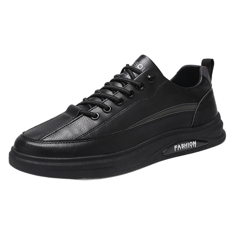 Spring Men's Shoes New breathable waterproof shoes men's fashionable all-match black casual leather shoes sneaker board shoes men