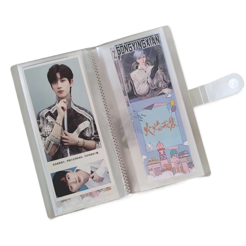 Snap button insert pp transparent air ticket ticket ticket laser ticket star photo album storage collection book hand book bill