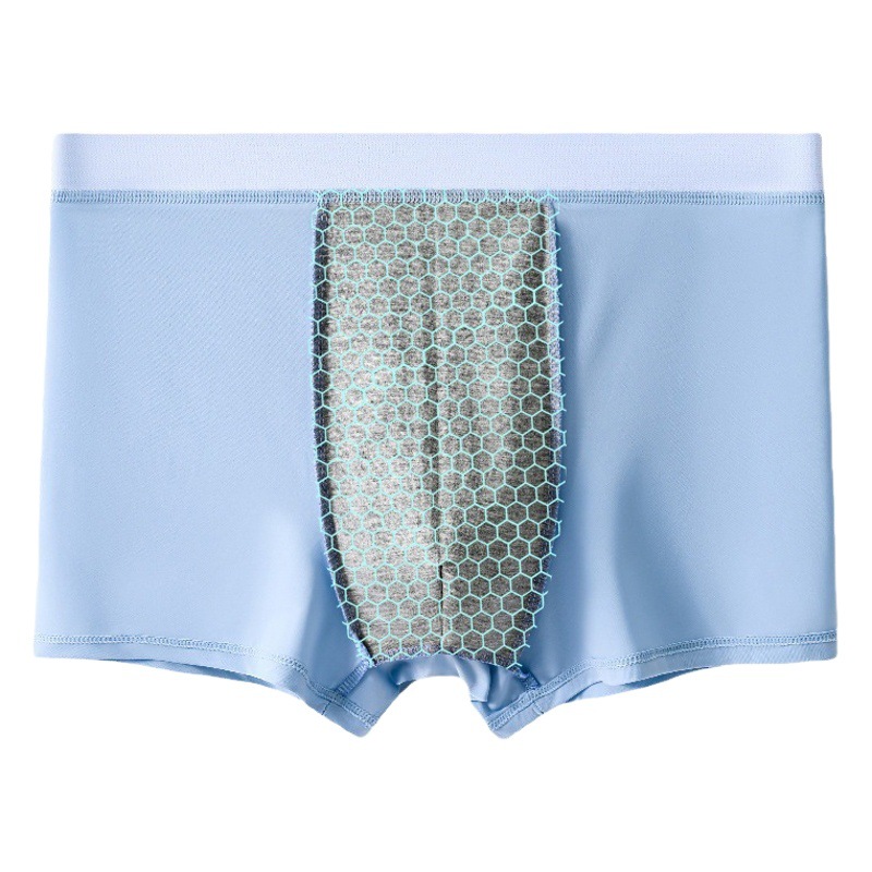 Mid-Waist Ice Silk Underwear for Men, Breathable Crotch Boxer Shorts, Skin-Friendly and Comfortable in Summer, Men's Boxer Briefs