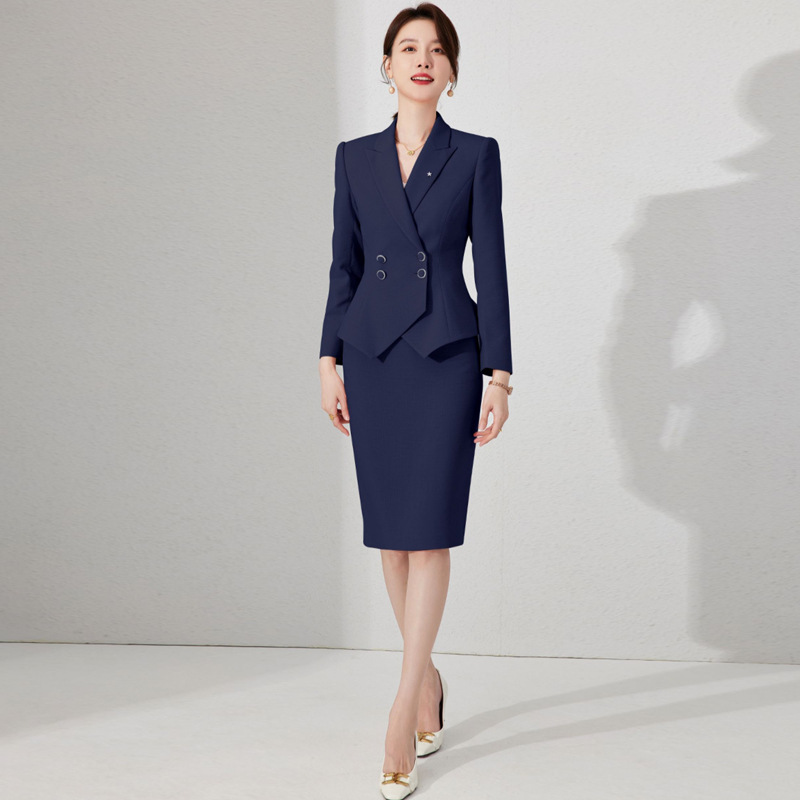 Picture of Spring and Autumn Fashion Double-breasted High-end Sense Business Dress Women's Dress Set Sales Department Beauty Salon Jewelry Store Work Clothes OL