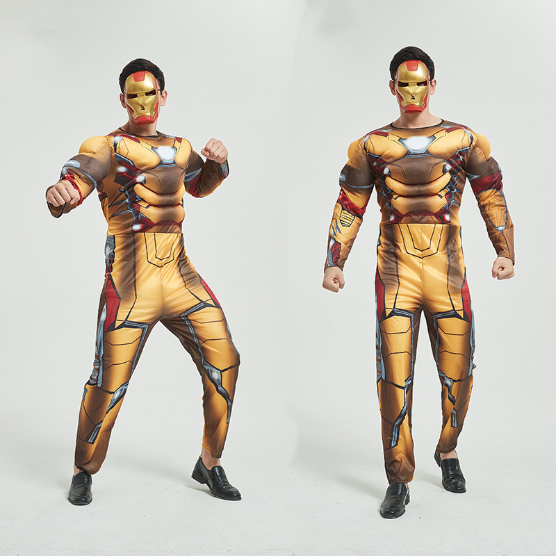 cosplay Iron Man Hero New Adult Yellow Steel Batman Captain America Adult Muscle Costume Male