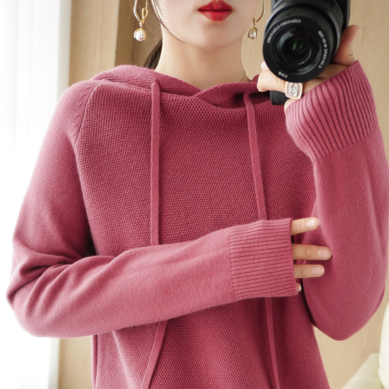 Picture of Hooded Sweater Women's Spring and Autumn 2025 New Hoodie Base Shirt Inner Knitted Shirt Casual plus size Hooded Sweater Women