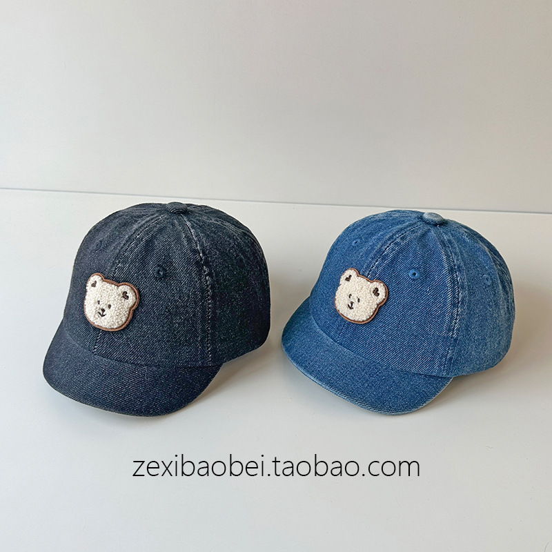 Baby Hat Spring and Autumn Style Duckbill Cap Cute Bear Unisex Denim Summer Thin Children's Baseball Cap Trendy