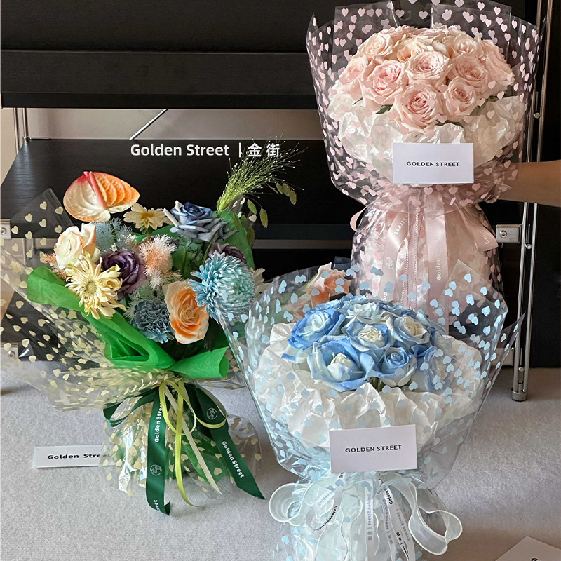 Colorful Transparent Flower Wrapping Paper Waterproof Thickeneded Cellophane Flower Shop Floral Materials Handmade Bouquet Wrapping Paper