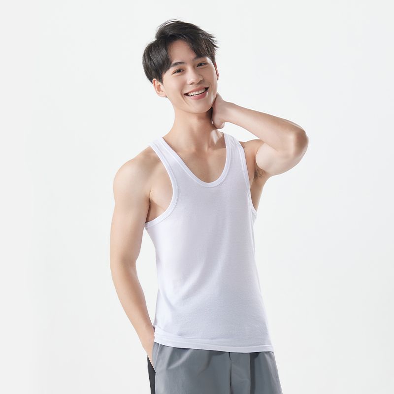 Picture of Men's Pure Cotton Vest 1:1 Fine Thread Elastic White Vest 40 Count I-Shaped Men's Sports Bottoming Shirt Dropshipping