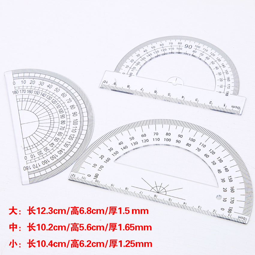 Bin Bin stationery protractor plastic transparent 180 degree semicircle plastic angle measuring ruler drawing