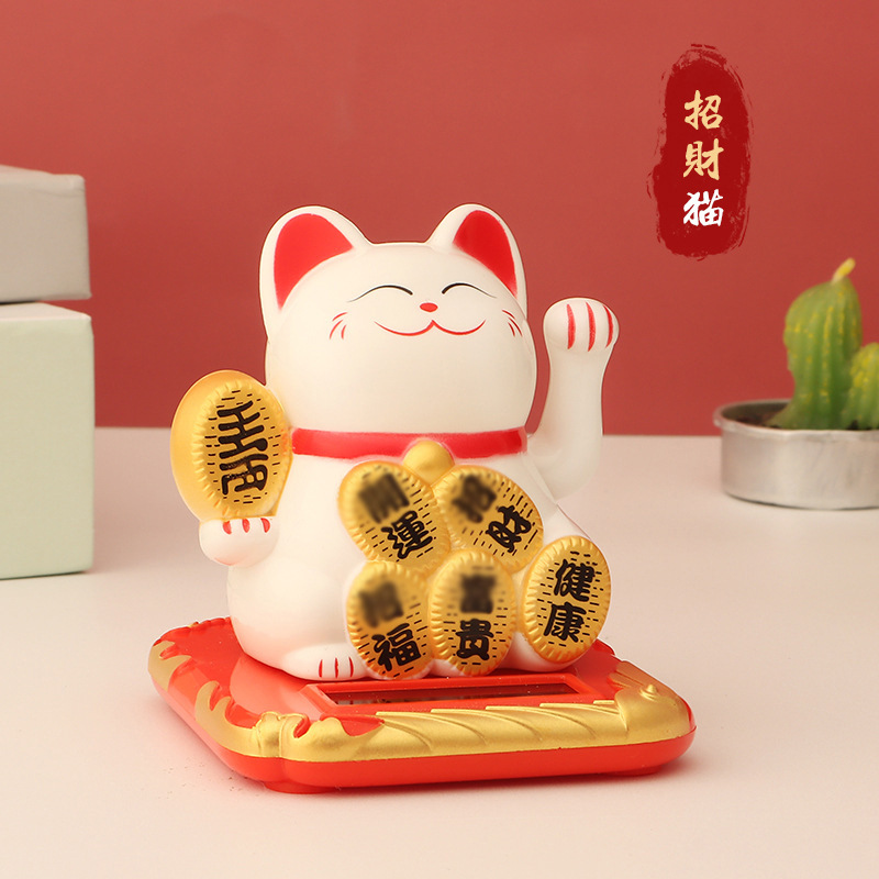 Picture of 2.5 inch solar lucky cat trumpet Chinese waving cat decorations car interior decoration car ornaments home with the same style