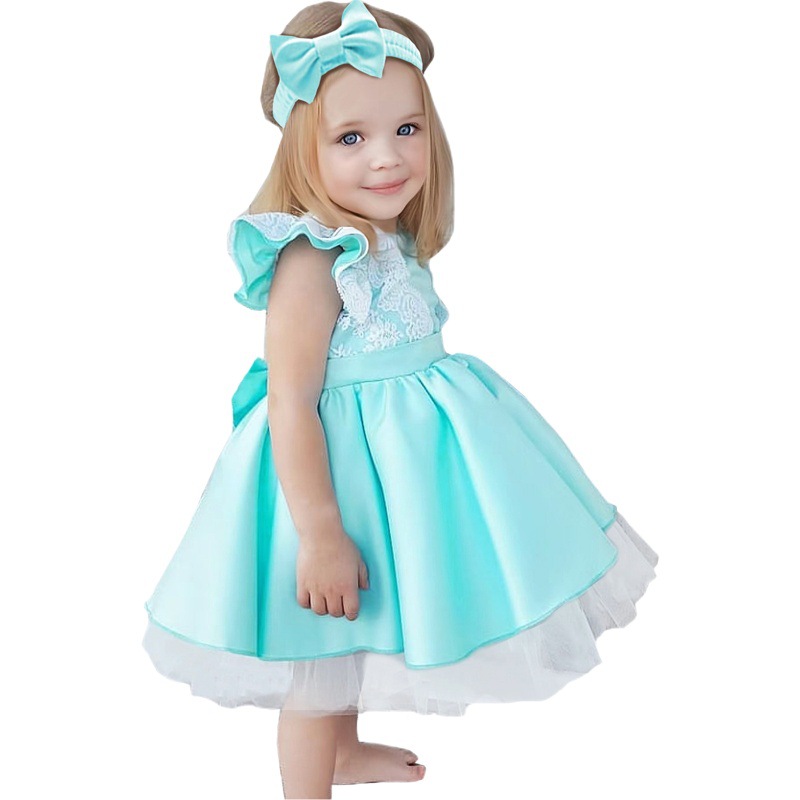 Girl's Dress Big Bow Girl's Full Moon Birthday Holiday Dress Korean Style Baby Girl Dress