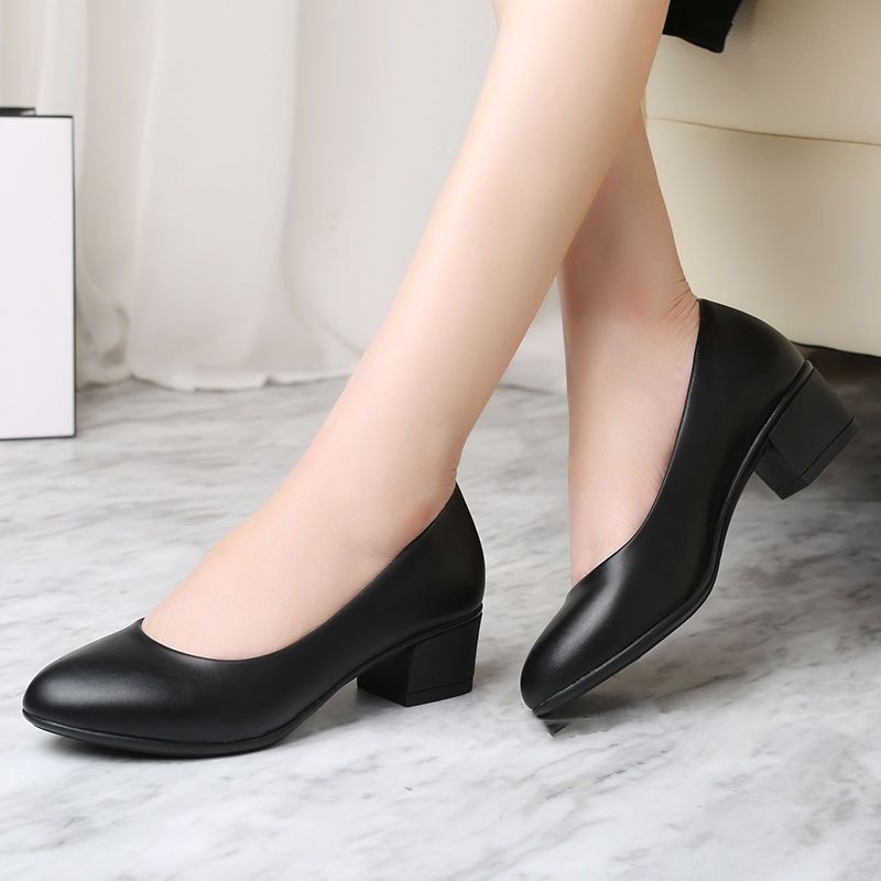 [Explosions in stock] thick heel shallow mouth pointed shoes 2024 casual Internet famous versatile lightweight fashion high heel women's shoes