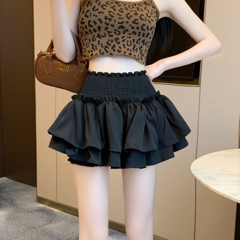 Black Ballet Style Skirt Women's Summer Small High Waist Slimming Design Sweet Spicy Cake Puffy Short Skirt