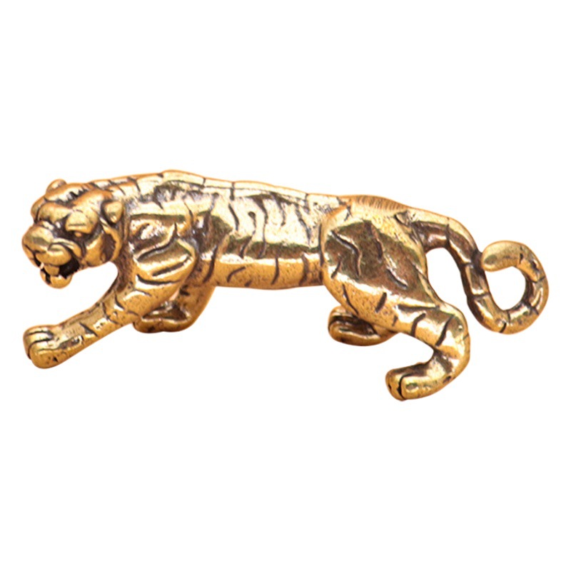 Lucky Tiger keychain pendant vintage brass Chinese style car ornaments good things happen stall wholesale